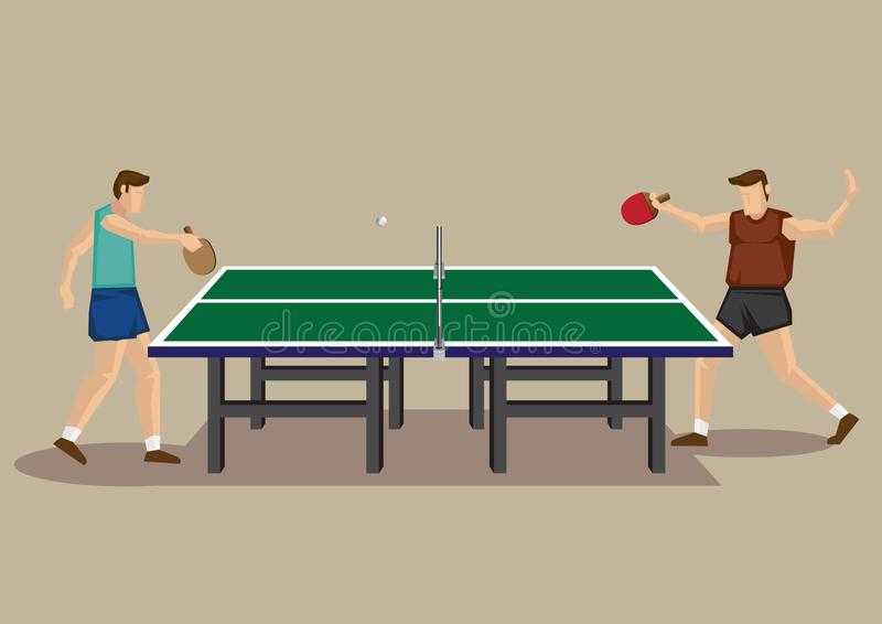 playing table tennis side view vector cartoon illustration two table tennis players playing ping pong table tennis table 118709731